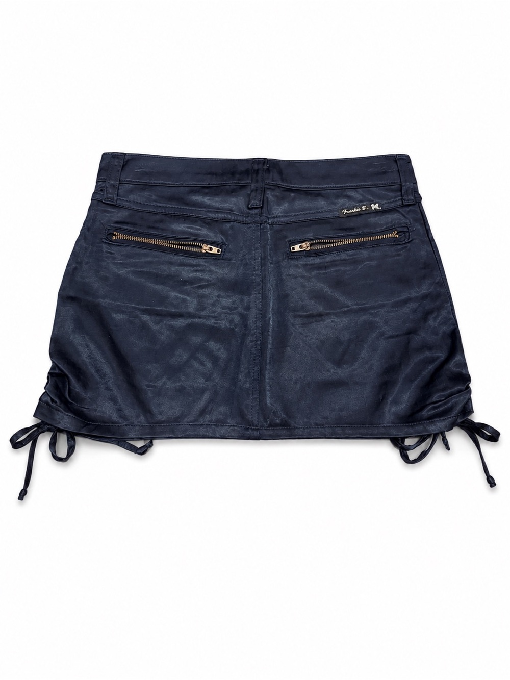 Frankie B Y2K Navy Rutched Side Tie Mini Skirt Low Rise Stretch Utility Skirt - Picture 5 of 7